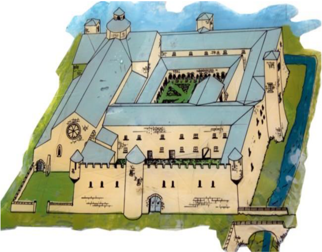 Reconstitution de l’abbaye au XIVe siècle